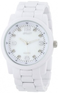 Sprout Women's ST5008MPWT Eco-Friendly Diamond Dial White Corn Resin Bracelet Watch