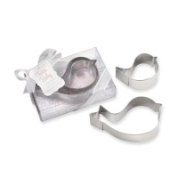 Kate Aspen Tweet Baby Mamma and Baby Bird Stainless-Steel Cookie Cutters, Blue