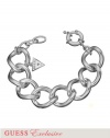 GUESS Silver-Tone Curb Chain Bracelet, SILVER