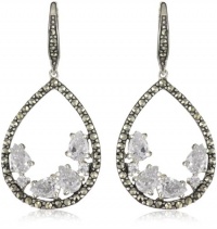 Judith Jack Sterling Silver, Marcasite and Cubic Zirconia Tear Drop Earrings