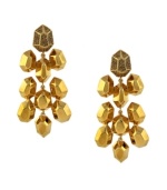 Glamorously gilded. Crafted in gold tone mixed metal, Vince Camuto's drop earrings will make an attractive addition to your evening look. Embellished with glittering glass accents in a light Colorado topaz hue. Approximate drop: 3 inches.