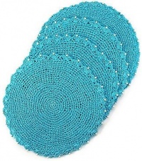 Bardwil Vera Emile Orange Round 15 Beaded Straw Placemats, set of 4