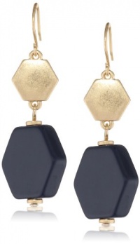 Kenneth Cole New York Modern Status Gold and Navy Geometric Double Drop Earrings