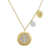 Yellow Gold Peace Sign Charm Necklace by Meira T