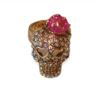 Betsey Johnson Jewelry Vampire Slayer Skull Rose Ring