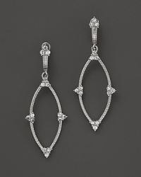 Ornately shaped, these sterling silver earrings from Judith Ripka are accented with white sapphires.