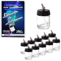 Master Airbrush® Brand Box of 10-each TB-002 3/4-Ounce, (22cc) Glass Bottle Air Brush Depot Airbrushing Accessories, Works with Master, Badger, Paasche Airbrushes, Also Includes a (FREE) How to Airbrush Training Book to Get You Started