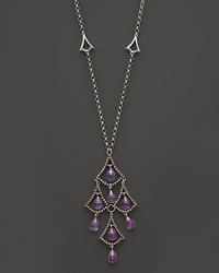 Badgley Mischka Amethyst And Brown Diamond Drop Necklace, 18