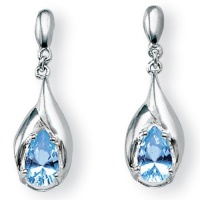 PalmBeach Jewelry 2.20 TCW Pear Cut Blue Genuine Topaz Sterling Silver Drop Earrings