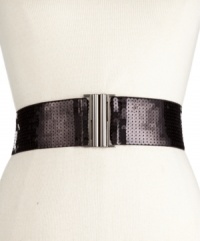 The spotlight is yours with this eye-popping stretch belt from Style&co. Decorated in sequin embellishments for added pizazz.