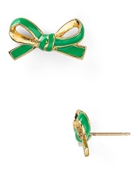 Take a bow (or two.) Cast in 12-karat gold plate with colorful detailing, this pair of delicate kate spade new york earrings flaunts a sweet simplicity.