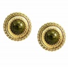 Charter Club Earrings, Gold Tone Metal and Green Stone Hypo-Allergenic Clip-on Button Earrings