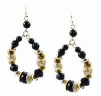 Charter Club Earrings, Gold-Tone Black and Gold Bead Teardrop Dangle Earrings