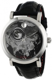 Movado Men's 0606565 Red Label Planisphere w/ Black Alligator Leather Strap Watch