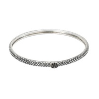 925 Silver & Black Diamond Stackable Bangle (0.05ctw)- 8 IN