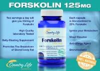 Forskolin 125mg Standardized to 20% - 100% Pure, High Quality Coleus Forskohlii Root Extract for Weight-Loss - 60 Vegetarian Capsules