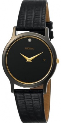 Seiko Men's SKP333 Dress Black Leather Strap Watch