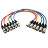 GLS Audio 2ft Patch Cable Cords - XLR Male to XLR Female Color Cables - 2' Balanced Snake Cord - 6 PACK