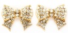 Gorgeous Boutique Quality Crystal Pavé Ribbon Bow Stud Earrings - Gold Plated