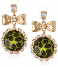 Betsey Johnson A Day at the Zoo Leopard Round Drop Earrings