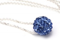 Authentic Sapphire Color Crystals Ball Pendant, Includes Sterling Silver Chain 18 Inches Rolo. Now At Our Lowest Price Ever but Only for a Limited Time!