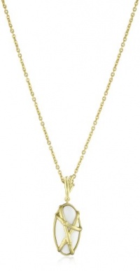 T Tahari Bamboo Gold Necklace with White Oval Pendant Necklace