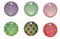 6 Pieces Polka Dots and Stripes 3D Semi-Circular Home Button Stickers for iPhone 5 4/4s 3GS 3G, iPad 2, iPad Mini, iTouch Green Purple Pink Red