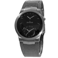 Skagen Dual Time Black Dial Stainless Steel Mens Watch 794XLTTM