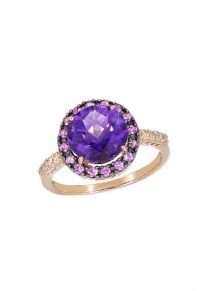 Effy Jewlery Amethyst, Pink Sapphire and Diamond Ring, 2.68 TCW Ring size 7