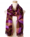 Theodora & Callum Womens Fuchsia Multi Kaleidoscope Fall Allover Fringe Scarf - Fuchsia - One Size