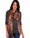 Theodora & Callum Womens Rose Multi Tiger Fall Allover Fringe Scarf - Rose - One Size