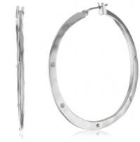 Kenneth Cole New York Hammered Silver-Tone Hoop Earrings