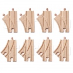 Orbrium Toys Short Curved Switch Tracks for Wooden Train Railway Fits Thomas Brio Chuggington Melissa Doug Imaginarium, Set of 8