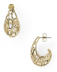 Ornately styled, these curvaceous, gold-plated post earrings feature woven details. From Nadri.