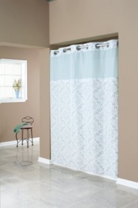 Hookless Fabric Shower Curtain with Built in Liner  -Blue Medallion