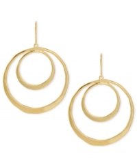 Robert Lee Morris rounds out its earrings selection with this pair of drop earrings. Crafted from gold-tone mixed metal, two orbitals make going in circles a fun experience. Approximate drop: 2-3/8 inches.