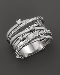 Diamonds set in 18K white gold create an elegant stacked looked. From the Marco Bicego Goa collection.