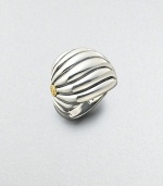 A high fluted dome of sterling silver, with the designer's signature imprint in 18k gold. Approx. ¾ wide Imported