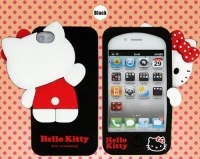 Premium Hello Kitty Silicone Case for iPhone 4/4S - Black