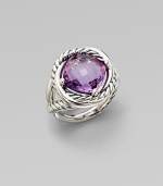 From the Infinity Collection. A softly hued, faceted amethyst in a setting formed of intertwining smooth bands and cables of sterling silver.AmethystSterling silverDiameter, about ½Imported