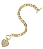 You'll be enamored with Charter Club's adorable charm bracelet. A thick oval link chain highlights a pave-crystal heart charm in gold tone mixed metal. Approximate length: 7-1/2 inches. Approximate drop: 1 inch.