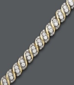 Twist and shine. This stunning tennis bracelet combines a spiraling design with sparkling, round-cut diamonds (3 ct. t.w.). Set in 10k gold. Approximate length: 7-1/2 inches.