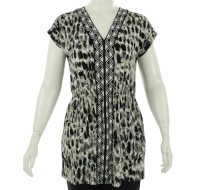 Alfani V-Neck Cap Sleeve Tunic Dot Layers Black PM