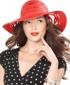 The sheerest designs make for a delicate, feminine look. This stylish floppy hat from Nine West is a ladylike creation crafted from packable straw, for simple storage.