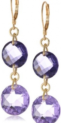 Anne Klein Loretto Gold-Tone Purple Round Double Drop Earrings