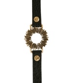 Let your wrist shine. Lucky Brand's Sunburst bracelet is made of mixed base metals and leather. Approximate length: 9-1/2 inches.