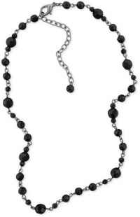 Charter Club Silver-Tone Jet Black Bead 18 Necklace