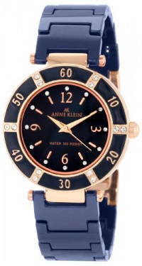 Anne Klein Women's 109416RGBL Swarovski Crystal Rosegold-Tone and Blue Ceramic Bracelet Watch