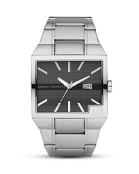 Trim an urban look with city-sleek accessories like Armani Exchange's stainless steel bracelet watch. Slip it on to give classic tailoring and sharp suits a contemporary accent.