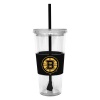 NHL Boston Bruins 22 Ounce Insulated Tumbler with Rubber Sleeve and Stir Straw